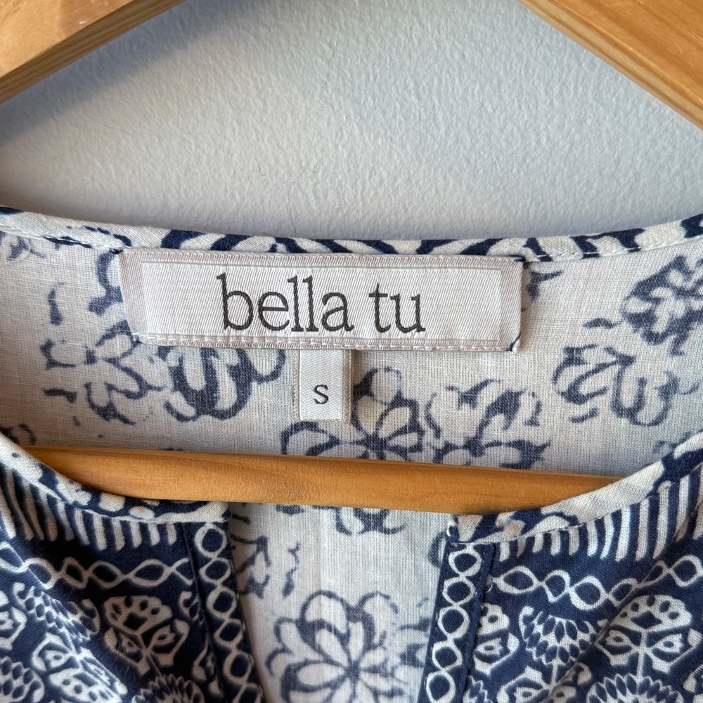 Bella Tu Blue and White Patterned‎ Tunic Dress - Picture 5 of 7